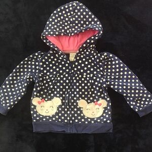 Carter's Navy Polka Dot Hoodie with Bear Pockets